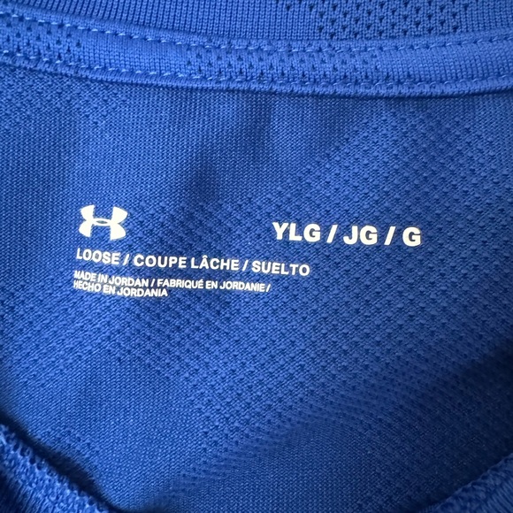 Under Armour Blue Camo Shirt with Small Logo Youth Large EUC - Picture 3 of 7